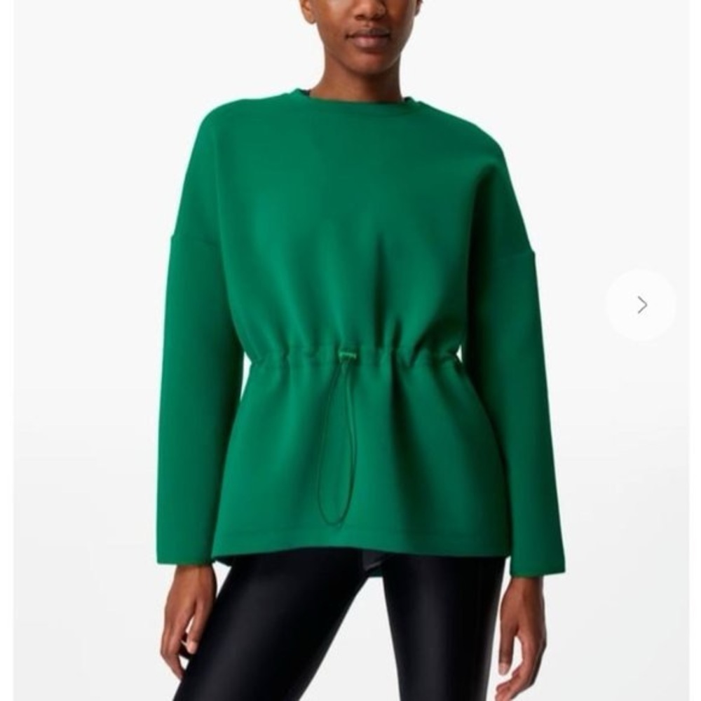 Sweaty Betty Grace Emerald Green Scuba Fabric Drawstring Waist Sweatshirt- XL